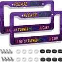 A witch turned me into a car License Plate Frames, Funny weird gen z Car Tag Cover with Screws,2 Holes Universal Holder Aluminum Plate Frame,Funny Car Accessories