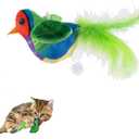 Chirping Bird Cat Toy with Electronic Sounds & Feathers  Interactive Kitten Toy for Indoor Cats, Self-Play Exercise & KickerNo Flapping Green