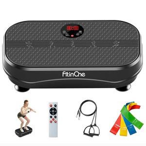 FitinOne Vibration Plate Exercise Machine for Lymphatic Drainage Massager, 330 Lbs Capacity Full Whole Body Workout Equipment with Loop Bands for Women Men, Fitness Platform for Weight Loss(Black)