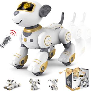 Robot Dog for Kids Robot Dog Remote Control Dog Toy Interactive Robot Pet Robotics Toys Intelligent Robo Dog Programmable Sing & Dance Design Birthday Gifts Kids Age 3 5 4-7 Year, Gold