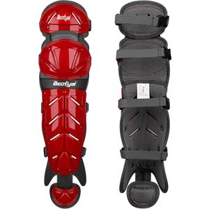 Baseball Softball Catcher Leg Guards Shin Guards for Youth Adult (15"-Adult Red)