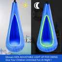 Light Up Kids Pod Swing Seat  Sensory Hammock Chair with Remote & Bluetooth App Control LED Lights, Inflatable Cushion, Pocket  Indoor & Outdoor Swing for Autism & Relaxation