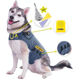 CozyVest Dog Anxiety Vest 3-in-1 Music & Aromatherapy Shirt, Relaxing Sound & Essential Oil Scent Jacket, Fireworks Thunder Separation & Thunderstorm Canine Stress Relief Coat (Gray, XL [65-110 Lbs])