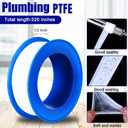 PTFE Tape 1/2 x 520 Inches Plumbers Waterproof Sealant Plumbing Tape for Shower Head Repairing Water Pipe Sealing(White,150 Rolls)