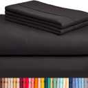 LuxClub 3 PC Sheet Bed Sheets Deep Pockets 18" Eco Friendly Wrinkle Free-Kids-Fitted Sheets Machine Washable Hotel Bedding Silky Soft - Black Twin