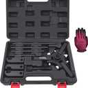 Harmonic Balancer Damper Pulley Puller Kit, Compatible with Ford GM Chrysler Cadillac Chevy Trucks Mitsubishi, Adjustable Upgraded 3-Jaw Puller for Harmonic Damper & Balancer Removal (Black Case)