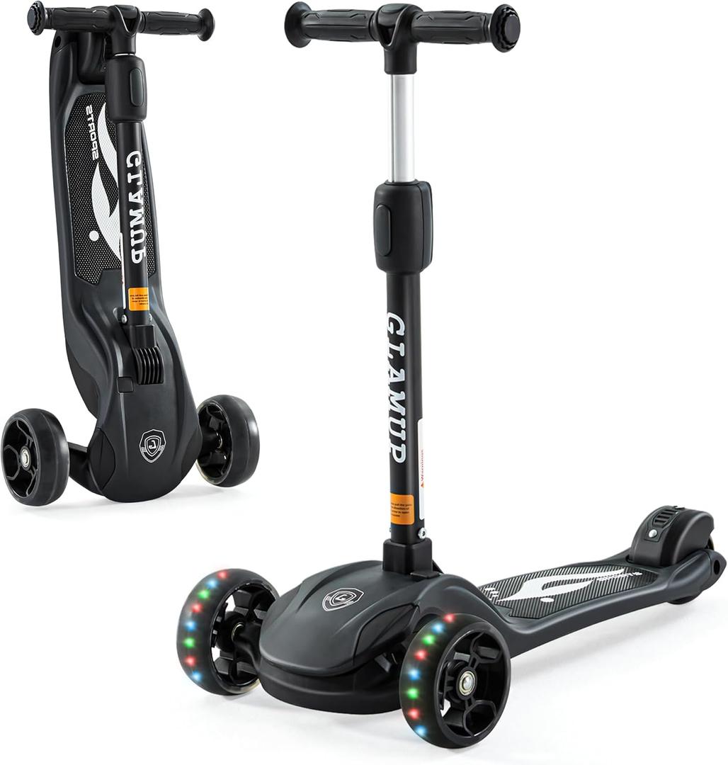 Kick Scooter Adjustable Height Adjustable HandlebarKids Scooter 3 Wheel with LED LightsSuitable Kids Ages 2Ages 6Ages 8Extra Wide Deck for Boys and Girls