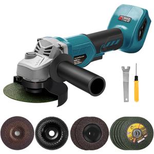 Angle Grinder, 4inch Cordless Angle Grinder, 18V/21V Grinder with 9 Grinding Wheels, 12000RMP Power Grinder Compatible with Makita Battery, Cutting/Deburring Grinder Tool (Battery sold Separately)
