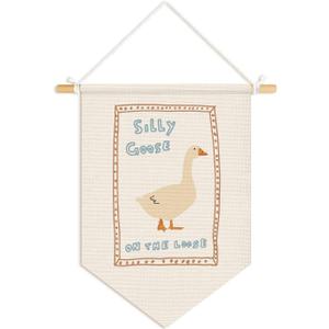 Kids Room Decor, Goose Nursery Wall Pennants Banners, Retro Goose Wall Hanging Flag for Kids Toddler Boys Girls Nursery Toddler Room Bedroom Playroom Decor