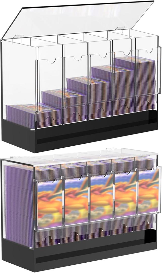 10-Slot Acrylic Booster Pack Dispenser, Card Organizer with Black Base, Fits 360+ Booster Packs, 4mm Thick Display Holders for Sports, Trading Collector Cards (2 x 5-Slot)