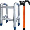 2 Pcs 100 Days of School Costume Prop Gag Gifts Inflatable Walker and Cane for Men,Funny Old Age Costume Prop for Retirement Party Decorations