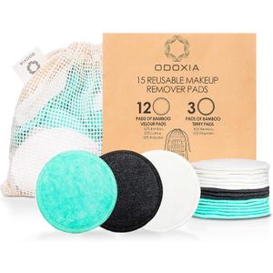 Reusable Makeup Remover Pads | Eco Friendly & Zero Waste Cotton Rounds | Beauty Products | 15 Natural & Organic Face Pads with Laundry Bag | Soft for All Skin Types | Bamboo Wipes for Facial Cleansing