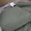 palassio Striped Olive Green 100% Cotton Quilt King Size Bedding Sets, Lightweight Crinkly Channel Pick Stitch Textured Bedspread Soft Shabby Chic Farmhouse Country Coverlet for All Season, 2 Shams
