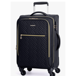 BAGSMART Carry On Luggage 20 Inch,Softside Expandable Suitcase with Spinner Wheels, Luggage 22x14x9 Airline Approved Rolling Lightweight Suitcases for Women Men, Compact Carry-On (Black)