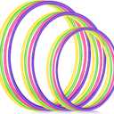 Syhood 12 Pcs Toy Color Hoop Plastic Detachable Adjustable Hoop Light Weight Exercise Fitness Equipment Toy Waist Ring for Adult Party, 3 Sizes(Green, Rose, Yellow, Purple)