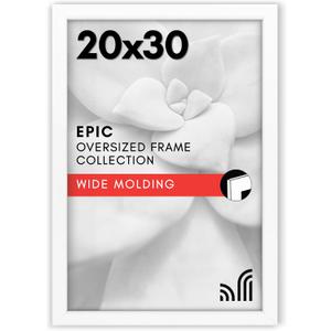 Americanflat 20x30 Poster Frame with Polished Plexiglass - White Picture Frame - Wide Photo Frames Made of Engineered Wood for Vertical or Horizontal Wall Display - Epic Collection - White