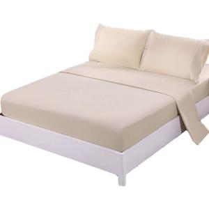 Bed Sheet Set - 4 Piece Full - Soft Brushed Microfiber Fabric - Extra Soft - Deep Pockets - Easy Fit - Twin Sheets - 3 PC Comfy Bed Sheet - Wrinkle Free - Black King Sheets (Beige, Full)