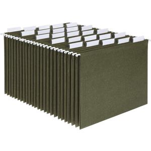 Pendaflex Recycled Hanging File Folders, 25 Pack, Green, Letter Size (8.5" x 11"), 5 Tab Positions, Includes Tabs and Inserts, Eco-Friendly Hanging Files for Office and Document Organization