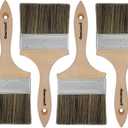 Double Thick Chip Paint Brush, 6 Pack, 4 inch / 100mm Stain Brushes for Painting Walls and Fence Staining, Wooden Handle Masonry Paintbrush for Varnish, Paste, Gesso and Limewash
