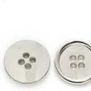 10 PCS Metal Buttons Suit Shirts Coats Sewing Round Retro 4-Hole Buttons for Clothes Decoration Handmaking (Silver, 15mm)