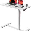 Gibbon Mounts Mobile Standing Desk, Pneumatic Adjustable Rolling Desk(31.5 Inches), Portable Laptop Desk with Wheels, Overbed Bedside Table Laptop Table for Couch, Home, Office, White, 32"