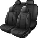 Car Seat Covers, Quilting Leather Seat Covers Full Set, Waterproof Faux Leather Automotive Seat Covers for Cars, Universal Car Seat Protectors Fit for Suvs, Trucks, Airbag Compatible (N4 Black)
