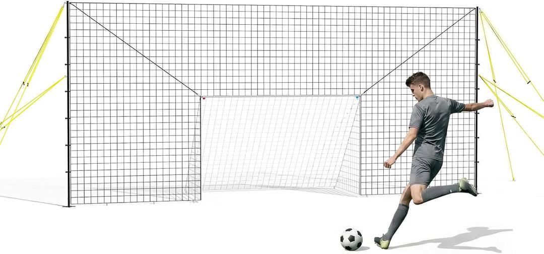 3-in-1 Soccer Goal with Rebounder & Backstop Net, Soccer Training Equipment for Backyard, Soccer Rebounder for Shooting, Passing & Ball Control, Kids & Youth