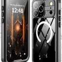 GOLDJU Magnetic for iPhone 17 Pro Max Case-Waterproof, Built-in Screen & Camera Protector-IP68 Underwater Full Body 16FT Military Dropproof Shockproof Case for 17 Pro Max 6.9''- Black