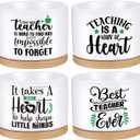 Newtay 4 Pcs End of Year Teacher Gifts Thank You for Helping Me Grow Pots Ceramic Succulent Pots White Flower Planter Pot Teachers Appreciation Gifts for Graduation Back to School