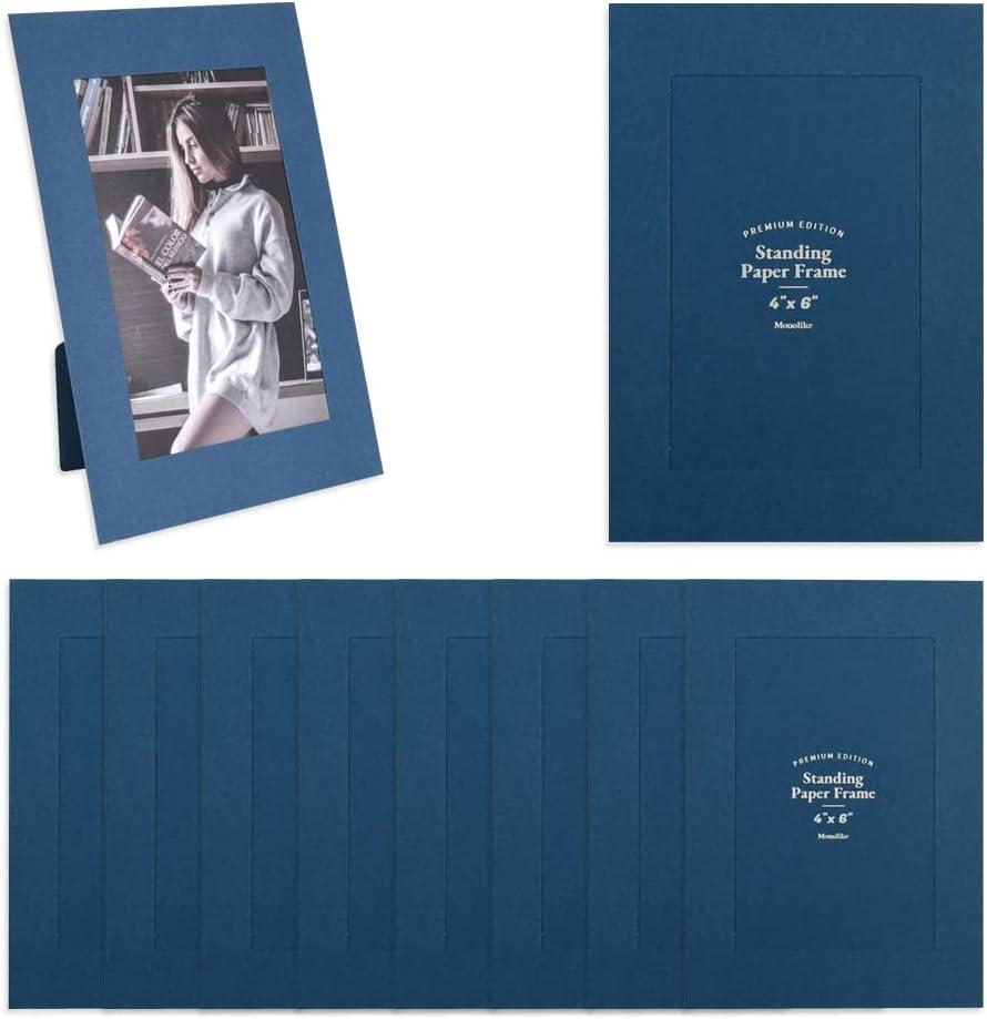 Monolike Premium Standing Paper Photo frame 4x6 Navy 10pcak - Fits 4x6 Pictures