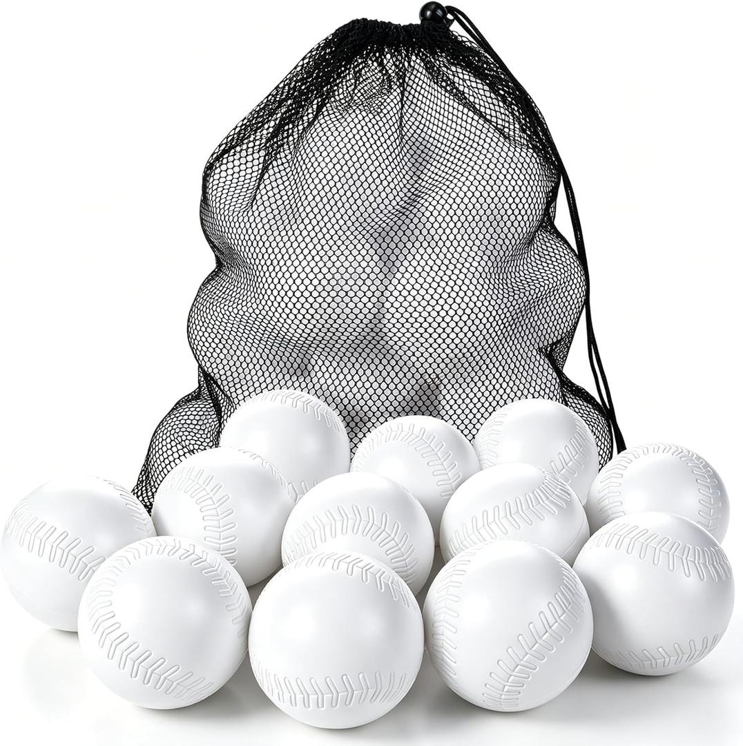 12 Pack Plastic Toddler Baseballs Replacement T-Ball Set, Baseball Hitting Practice & Training, Sports Party Gifts - Perfect Plastic Baseballs for Tee-Ball Practice
