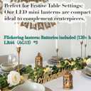 12-Pack Mini Lanterns for Ramadan, Small Decorative Lanterns with Flickering LED Candles for Wedding & Festivals, Hanging Moroccan Lantern for Table Centerpiece, Baby Shower Decor, Bronze