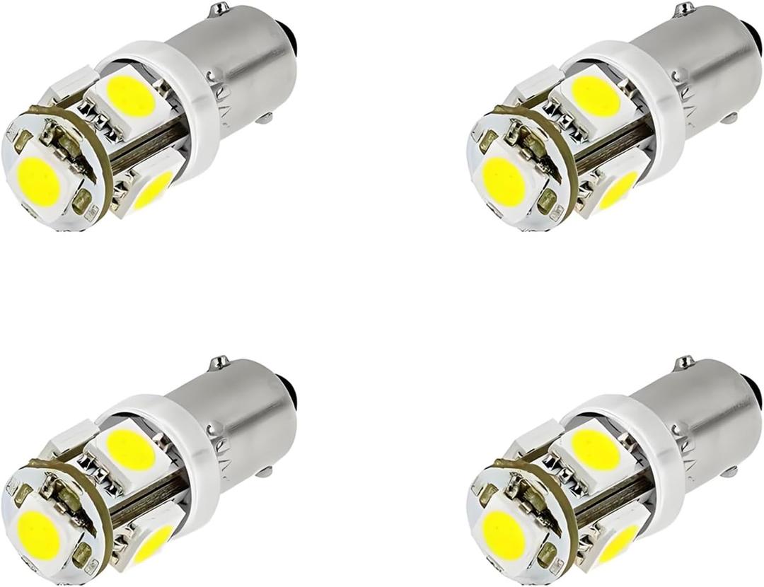 1445 LED Bulb BA9S LED 12V, 1985/1993/53/57 Miniature Bayonet Base Lights for RV Camper Trailer Car Boat Interior Light Bulbs, Daylight White 6000K 4-Pack