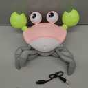 Plnmlls Crawling Crab Baby Toy  Tummy Time Toys  with Music and LED Light,Builtin Rechargeable Battery and Volume Can be Turned Off for 06 612 1218 36 Months Walking Toddler Birthday Gift(Pink)
