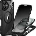 CENHUFO Magnetic Privacy for iPhone 16 Plus Case [Compatible with Magsafe] Full Body Phone Case Built-in 9H Tempered Glass Privacy Screen Protector and Camera Lens Cover, Shockproof Bumper - Black