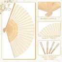 Yinkin 24 Pack Folding Fans Bamboo Handheld Folded Craft Hand Japanese Chinese Fans for Weddings Bridal Dancing Church DIY Decoration Women Gift Party Favors (Cream)