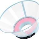 Sponge Core Dog Cone, Inflatable Dog Cone Collar Alternative, Dogs Donut Collar After Surgery, Soft Cone for Large Medium Small Dogs to Stop Licking, No Inflation Required, Clear View(Size 7, Pink) (Size 7(Neck: 18.0"- 20.0"))