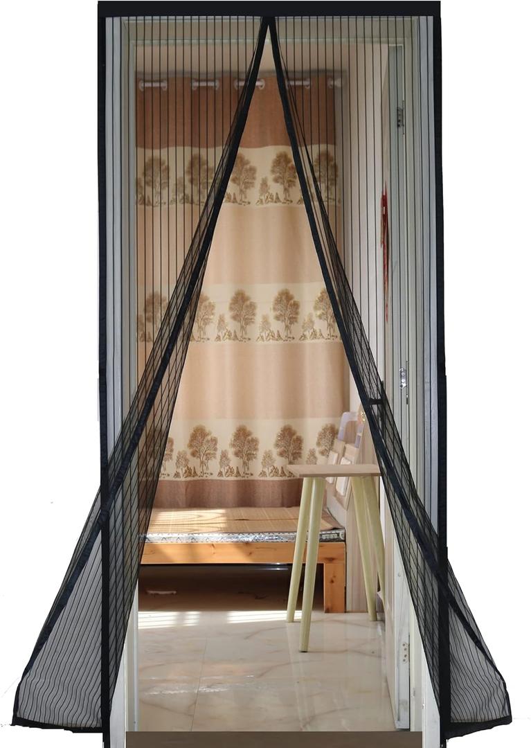Magnetic Door Screen Mesh with Insect and Mosquito Net Protection for Doors, 18 Magnets, Size 39.37''x82.68'' (100x210cm)