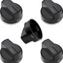 Upgrade W10339442 Gas Stove Knobs, Cooktop Surface Burner Control Knob Compatible with Whirlpool Gas Range Stove Oven, Replacement WPW10339442 PS11753188-5 Pack Black