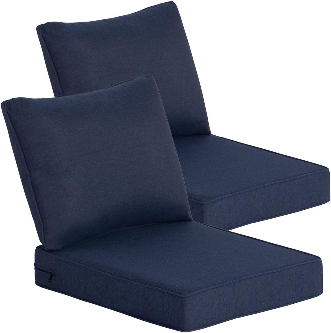 Goodgoods 24 x 28 Outdoor Patio Deep Seat Cushions 2-Pack, 1000+ Hours Fade-Resistant & Water-Resistant Outdoor Furniture Chair Cushions with 30D High-Resilience Foam for Sofa Chair, Midnight, 24''x28''x5.1'' 2 Sets