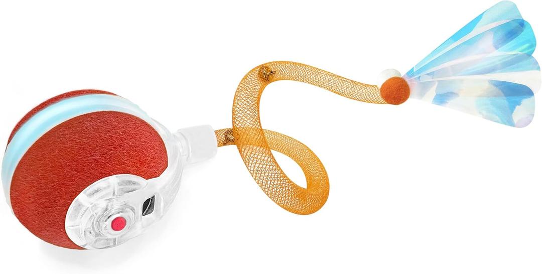 Jkanti Interactive Cat Toys for Indoor Cats, The 3rd Generation Agile Moving Cat Ball with Elastic Mesh Tail, Automatic Kitten Toys for Bored Indoor Cats, Motion Activated (Orange)