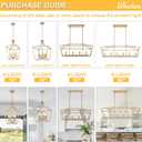 4-Lights Golden Pendant Light Fixtures, Modern Lantern Linear Chandelier with Adjustable Height, Dining Room Ceiling Lighting Hanging for Over Table