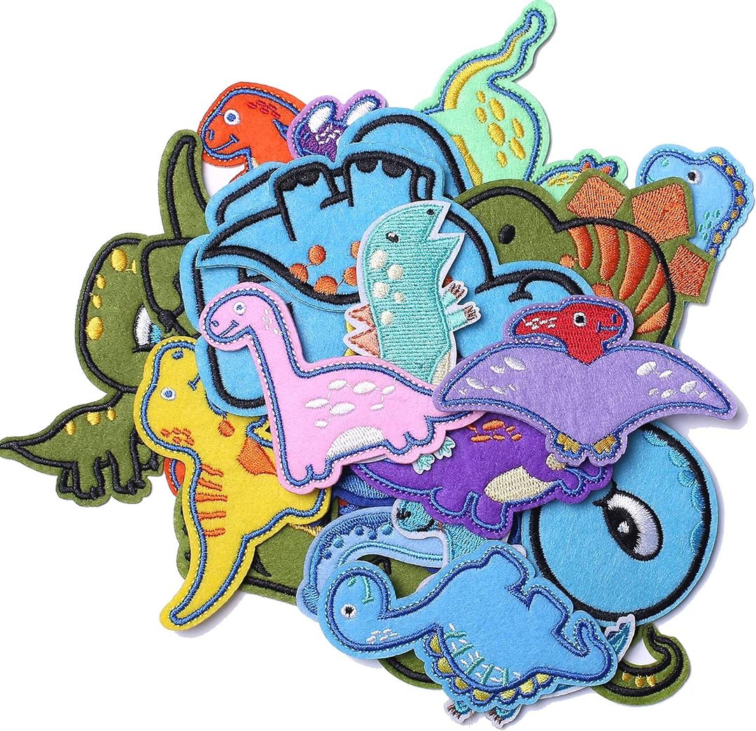 Embroidered Dinosaur Patches, Cute Dinosaur Iron on/Sew on Patches Applique for Clothes, Dress, Hat, Jeans, Backpacks, DIY Accessories (Pack of 26)
