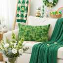 AVOIN colorlife St Patricks Day Clover Polka Dot Green Throw Pillow Cover, 12 x 20 Inch Check Shamrock Cushion Case Decoration for Sofa Couch