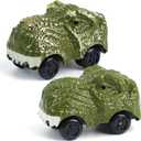BEMITON Pack of 2 Dinosaur Car Toy - Birthday Gifts for 3 4 5 6 7 Year Old Boys Kids, Replacement Track Car with LED Light Up - Dino Accessories Compatible with Race Track Building Kits