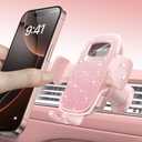 MRGLAS 2025 Upgraded Phone Holders for Your Car with New Metal Hook Clip, Handy Air Vent Cell Phone Car Mount [One Hand Operation], Universal Automobile Accessories for iPhone Android, Gifts for Women (Pink)