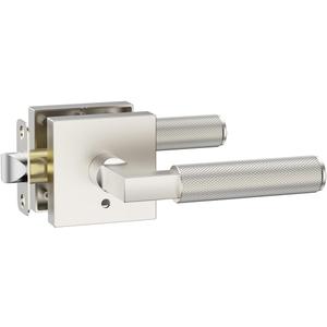 Asidrama 1 Pack Brushed Satin Nickel Privacy Door Handles, Door Lever with Door Knobs Indoor for Bedroom or Bathroom, Heavy Duty Door Handles Interior with Locks for Left Right Sided Doors