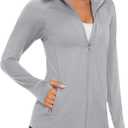 MAGCOMSEN Women's UPF 50+ Lightweight Athletic Jacket Sun Protection Full Zip Long Sleeve Shirts Hiking Outdoor Pockets L