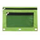 ASBEFORE Pencil Pouch for 3 Ring Binder - 3 Hole Zipper Pen Case Bag Holder Bulk Accessories Clear Window Aesthetic Organizer Pockets (Grass Green, 1)