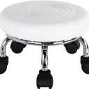 WKWKER Modern Roller Seat PU Leather Foot Stool Low Round Rolling Stool 360 Step Stool Swivel Small Seat with Universal Wheels for Home Office Garage Shop Fitness Sport H8.4"